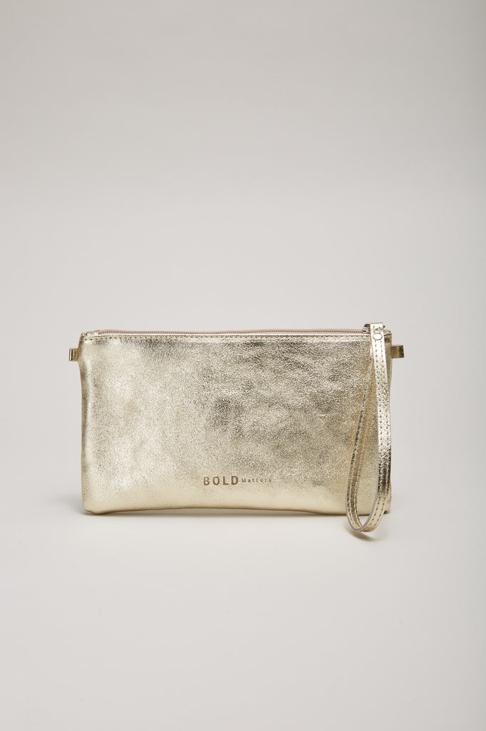 Clutch Tasche light gold metallic1