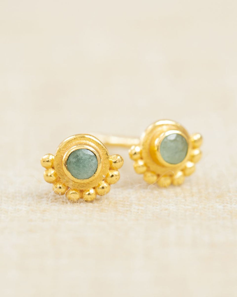 EARRINGS Ngaio with dots gold | amazonit