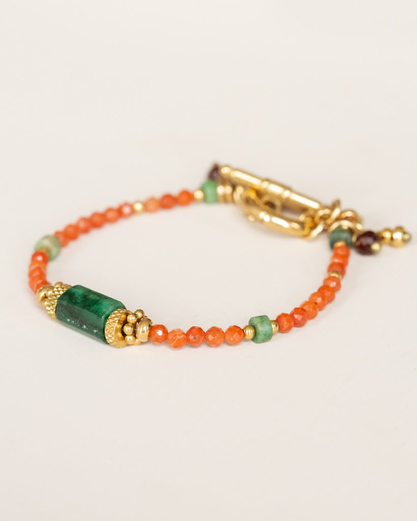 ARMBAND 22030 gold |  red agate | emerald