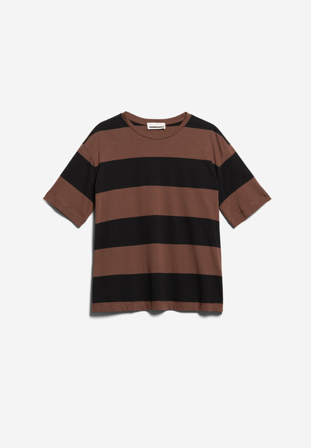 SAIKAA BOLD STRIPES T-Shirt deep brown | black
